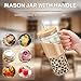 Glass Cups with Lids and Straws,24oz Mason Jar with Handle-DWTS Glass Tumbler with Straw and Lid,Smoothie Cup,Mason Jar Cups【2 Pack】