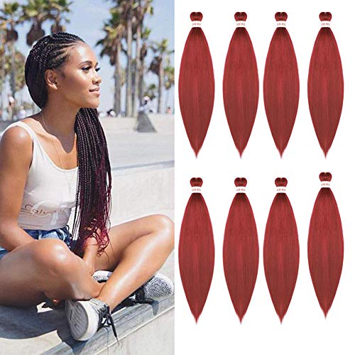 8 Packs Pre Stretched Braiding Hair 26 inch Soft Easy Braid Professional Prestretched Braiding Hair for Crochet Twist Hair Braid Black Yaki Straight Hair for Women Itch Free Hot Water Setting(900#)