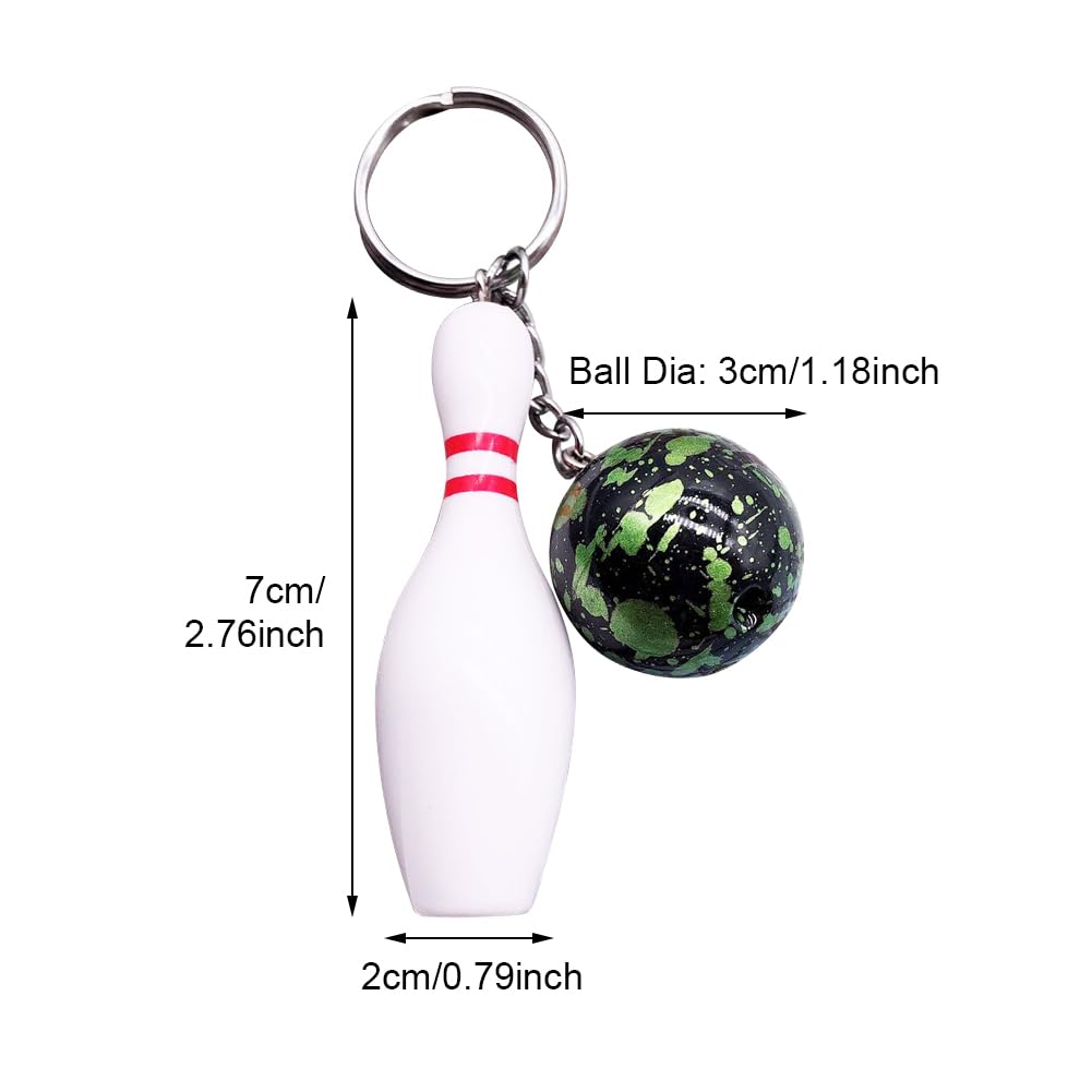 AOOGON Mini bowling sleutelhanger, hangende ornament decoratie sleutelhanger, bowling party favorieten voor vrienden, kinderen, sportfeesten, geschenken, hangende hanger, 4 kleuren, Mini Bowling