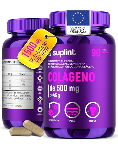 Suplemento de Colágeno Hidrolisado 500 MG com Ácido Hialurônico e...