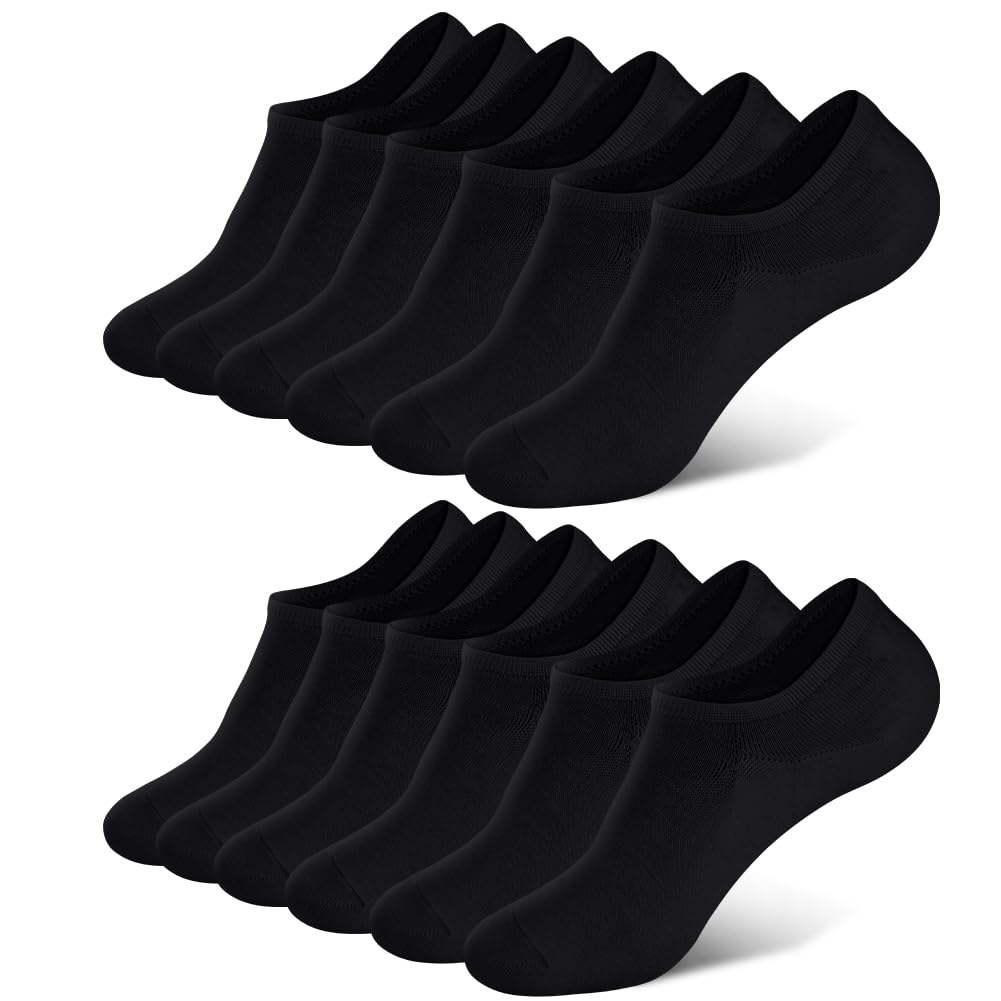 OFFCUP Bambusowe skarpety do sneakersów, 6 par skarpet do kostek, niewidocznych skarpet, wkładki, skarpety o niskim kroju, dla kobiet i mężczyzn, trampki, mokasyny i buty do łodzi, do biegania, na