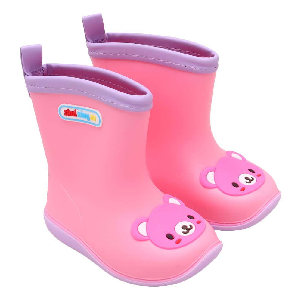 Baby Girls PVC Graphic Print Rain Boots in Pink Color