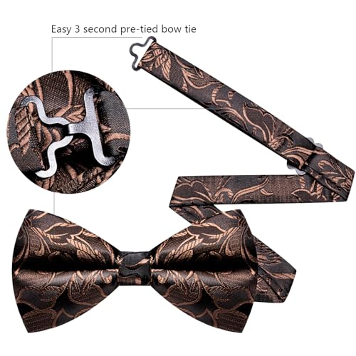 Image of YOHOWA Paisley Striped Men Bow Tie Pre-Tied Formal Adjustable Colorful Bowties Handkerchief Cufflinks Set Wedding Party