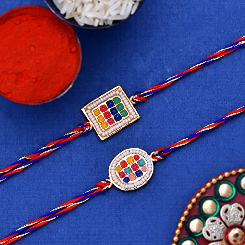 Set of 2 Threaded Rakhis With Beads for Raksha Bandhan