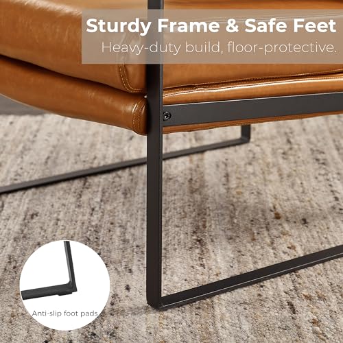 Sillón tapizado marrón con estructura metálica miniatura 4