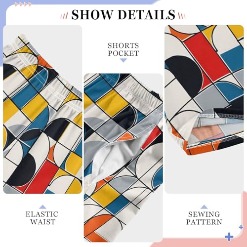 Pajama Pants Lounge Sleep PJ Bottoms Sleepwear Elastic Waist Drawstring S Multi Color Geometric4