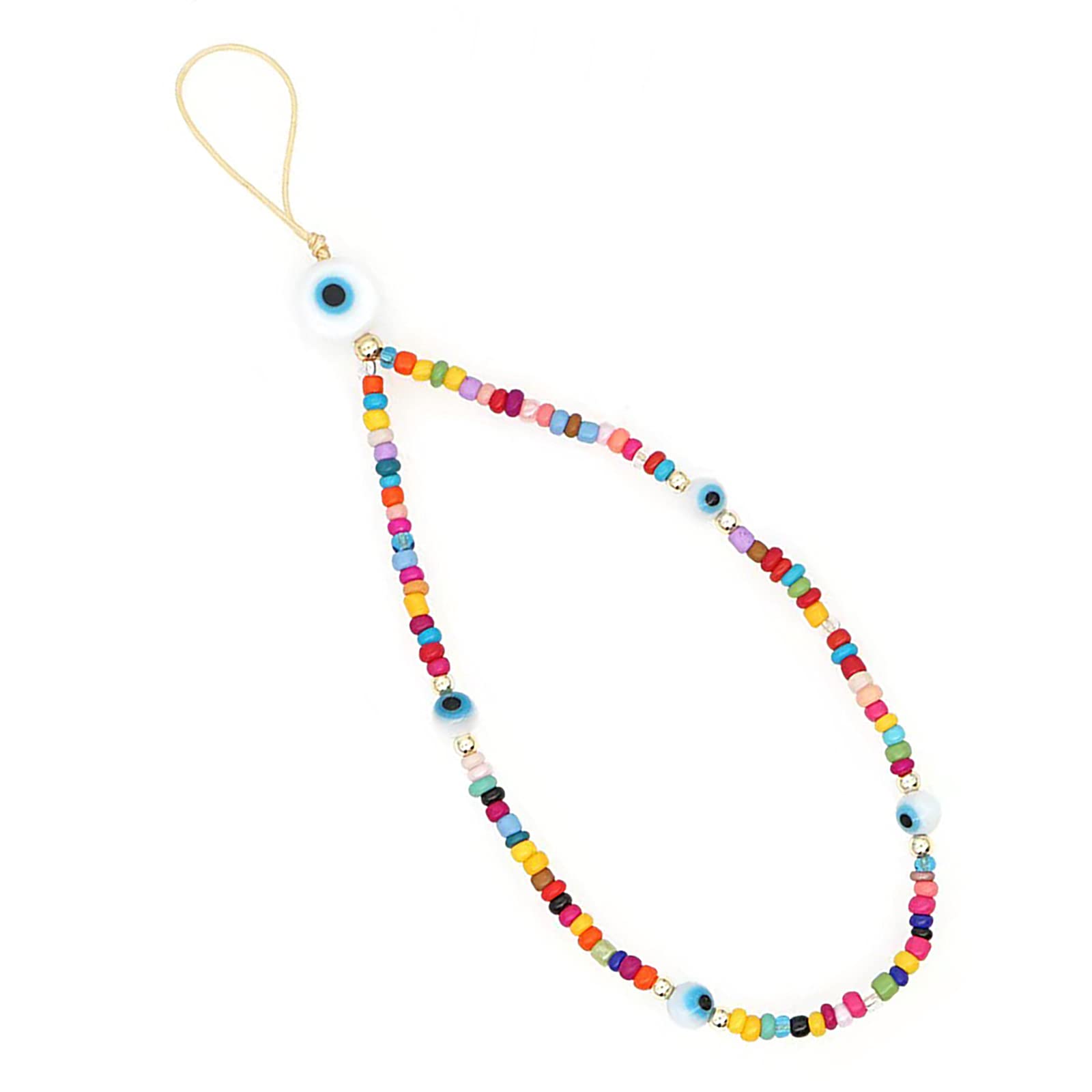 Saida Evil Eye Lucky Y2K Chain For Mobile Phone Wrist Strap Polymer Clay Wristlet String Boho Cell Phone Lanyard Beads Demon Eye key Chains (Style2-2), Small, Style2-2, S