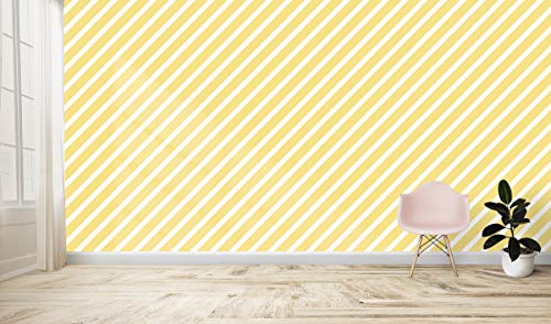 Image of DWELLSINDIA Pastel Yellow Diagonal Striped Self Adhesive Wallpaper Waterproof, Scratch Resistant, Laminated 41x244 cm