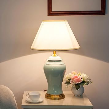 Large Table Lamp, Ceramic Table Lamp Classic Beside Lamps Nightstand Lamp Jingdezhen General Jar Ceramics Desk Lamp Modern Table Lamp for Living Room, Bedroom