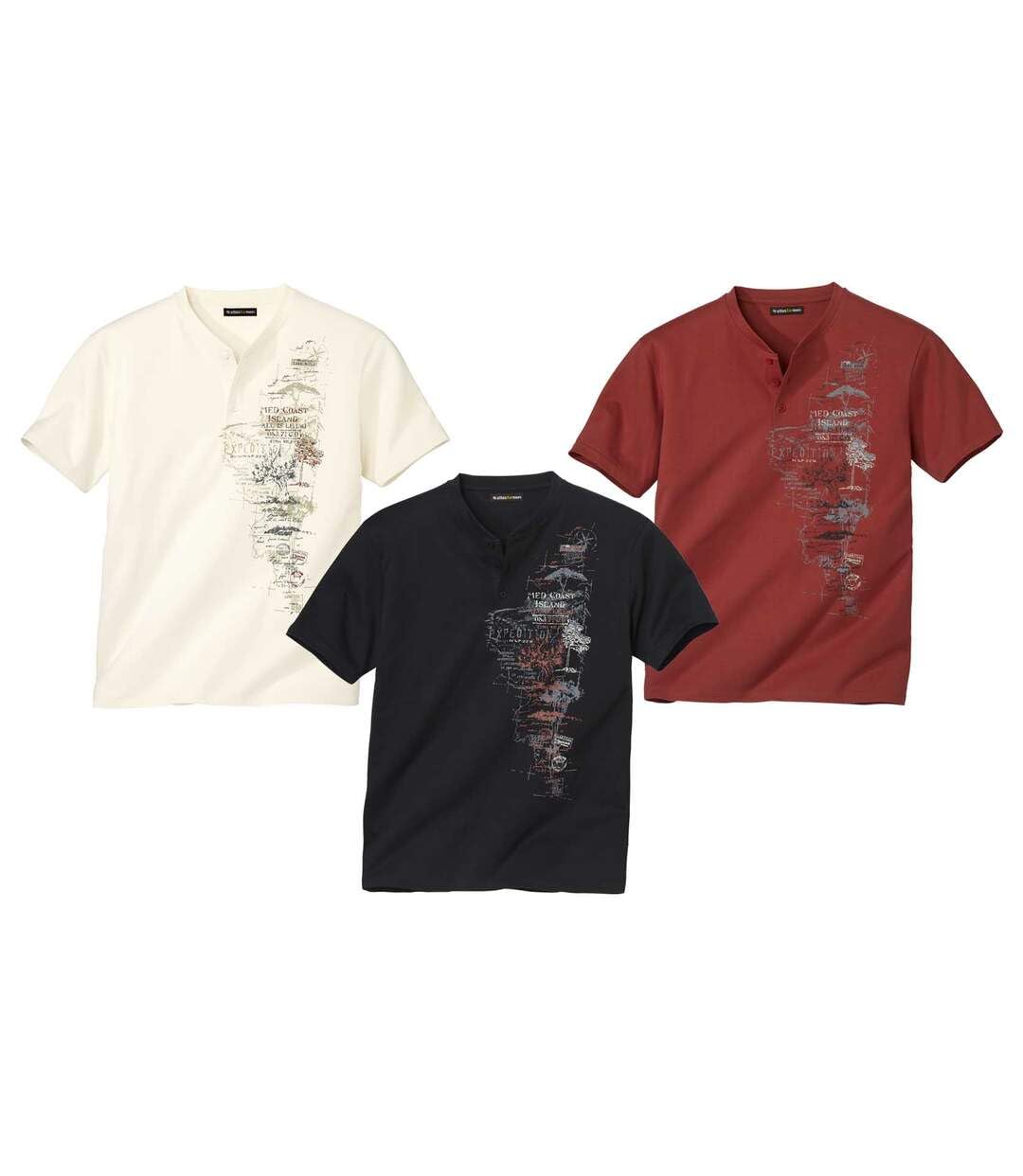 ATLAS FOR MEN - Pack of 3 Casual T-Shirts - 4XL