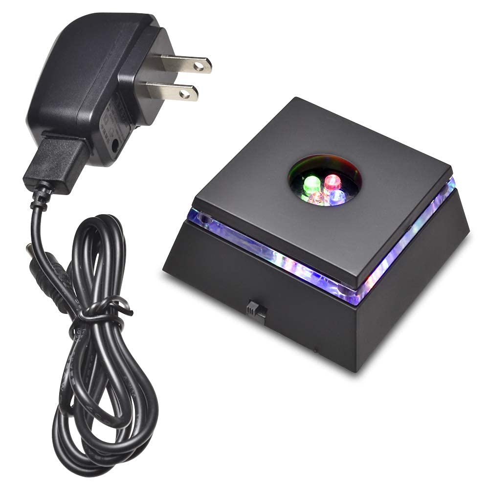 ASENTE ColorChanging LED Crystal Stand Display Base w/Mirror Top 2.5