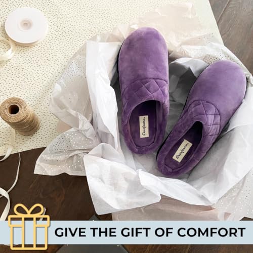 Image of Dearfoams Women's Lightweight Memory Foam Indoor House Slipper Darcy Velour Clog with Wide Widths