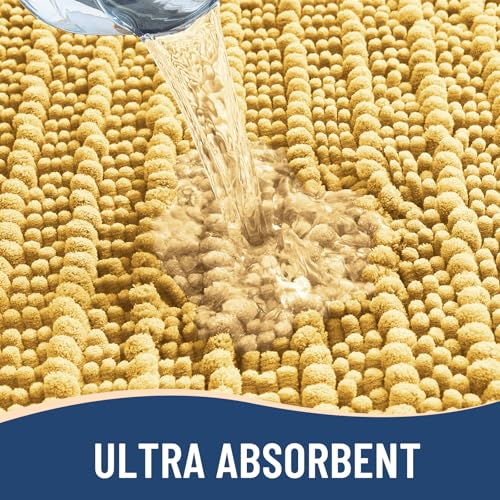 Image of Arotive Round Bathroom Rugs 24x24, Extra Soft Thick Absorbent Shaggy Chenille Bath Rugs, Machine Wash Dry, Bath Mats for Bathroom Floor, Tub and Shower, Home Decor Accessories, Yellow