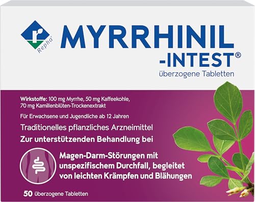 MYRRHINIL-INTEST - zur unterstützenden Behandlung von Magen-Darm-Störungen mit Durchfall Krämpfen und Blähungen - 1 x 50 Filmtabletten