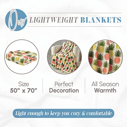 Image of Elegant Comfort Lightweight Printed Throw Blanket- All Season, Ultra Soft, Cozy and Plush- Decorative Throw Blankets, Perfect for Lounging, 50 x 70 inches, Tropical Pineapple, Throw Blanket