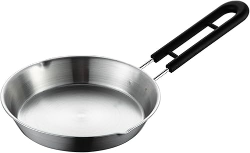 Sartén de acero inoxidable 304, antiadherente, mini sartén wok, huevo, panqueques con mango para inducción de estufa de gas, 6.3 in