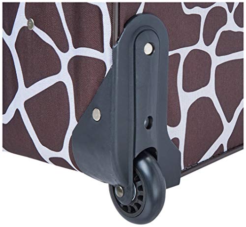 Image of Rockland Fashion Softside Upright Luggage Set, Telescoping Handles, Pink Giraffe, 4-Piece (14 /19 /24 /28)