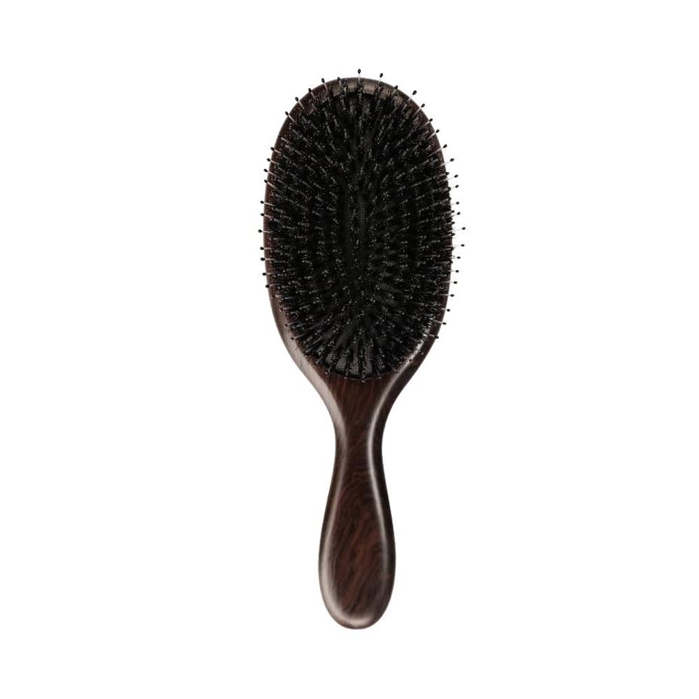 Cepillo para el cabello, cepillo de cerdas de jabalí 100% puras para mujeres y hombres, fino, largo, rizado o cualquier tipo de cabello, restaura el brillo y la textura y hace que el cabello