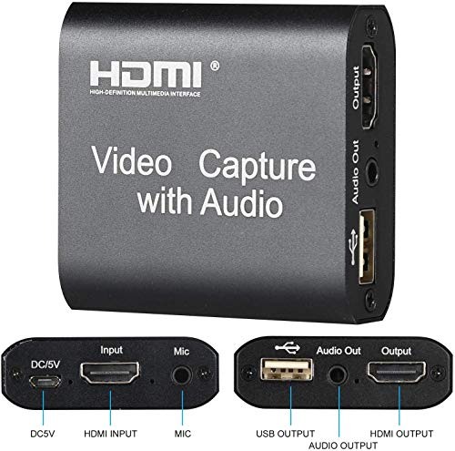 Scheda di acquisizione video, USB 2.0 4K HD 1080P 60FPS Scheda di acquisizione videogiochi HDMI per streaming live per PS3 / PS4 / Xbox One / DSLR / videocamere / action cam