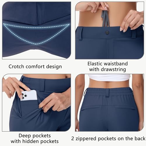 MIVEI Women's Stretch Golf Pant - 7/8 Ankle Work Travel Teacher Casual Business Sweatpants with Belt Loops Zip Pockets UPF50 - Image 5