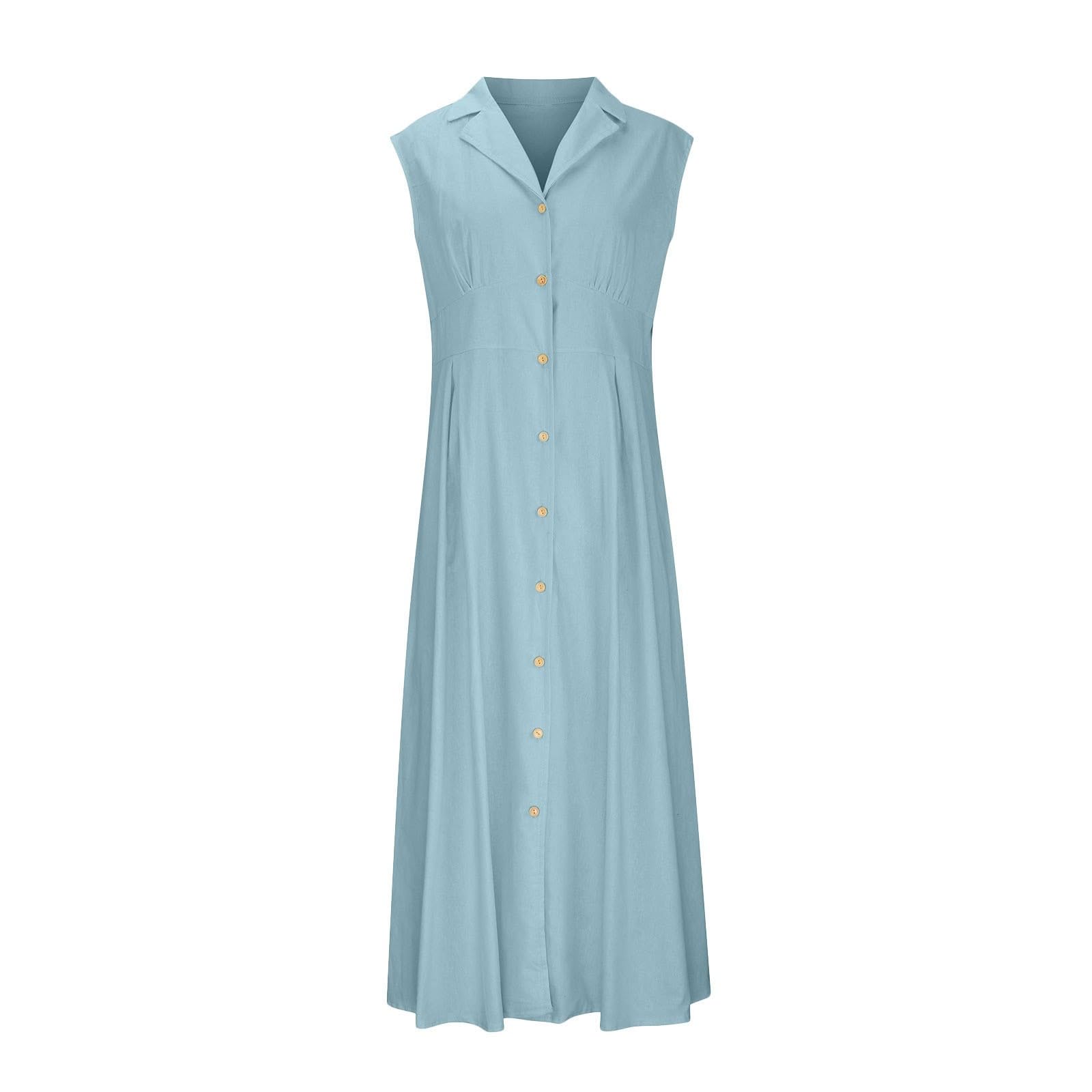 LYGBAOFUL Letnia sukienka Sukienka damska Casual Sukienka damska z długim zapięciem na guziki na co dzień Wakacje - Elegancka Wygodna odzież letnia Stylowa Można łączyć z dodatkami