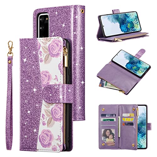 QLTYPRI Étui portefeuille en cuir pour Samsung Galaxy A17 5G, grande capacité avec 6 porte-cartes et 1 poche zippée, dragonne, housse de protection...