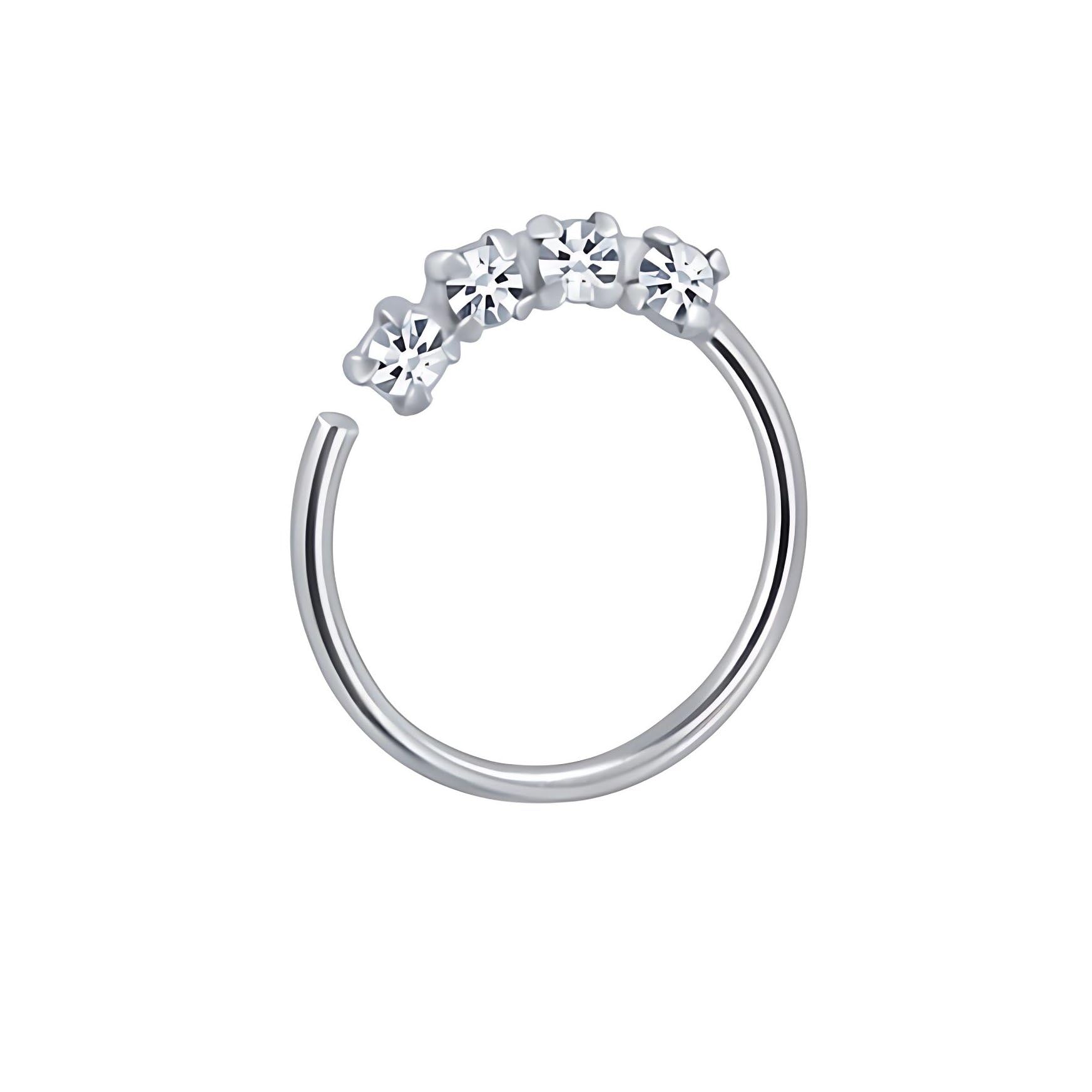 92.5-925 Sterling Silver Crystal 10mm Clip-On Non-Pierced Nose Ring for Women and Girls (NR05008)-image-45