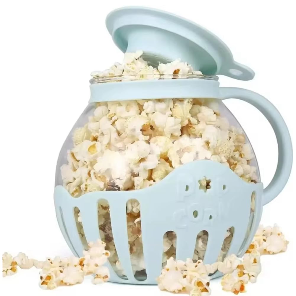 CTRLZS Microwave Popcorn Maker Bucket Microwave Bowl Mini Machine Safe Silicone Lid Popcorn Maker Blue
