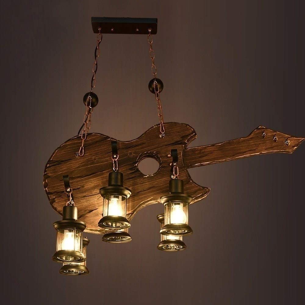 Wisiorek z 6 lampami z drewna gitarowego
