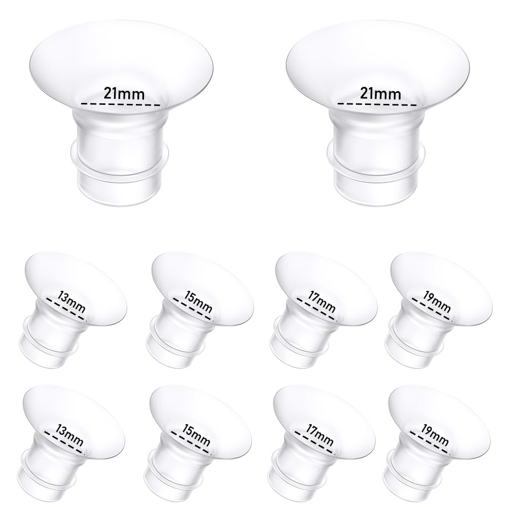 10Pcs Breast Pump Flange Insert 13/15/17/19/21mm*2 Compatible with Momcozy/Spectra/Medela/eufy/Elvie/Lansinoh/Paruu P10 Breast Pump, Fit for Momcozy