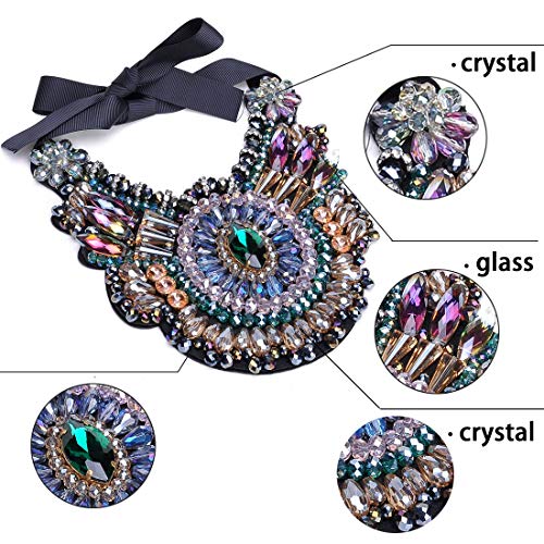Jerollin Vintage Exaggerated Chunky Collar Bib Rhinestone Pendant Necklace4