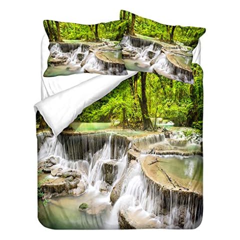 HNHDDZ Nature Waterfall Duvet Cover Set Cover