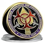 Generic Integrated Zombie Eradication and Containment Challenge Coin, Zombie Commando Collectible, Survival Trivia, Gold/Purple/Black/Red