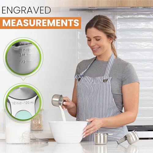 Image of Spring Chef Magnetic Stainless Steel Measuring Cups Set of 7 Patented, Mint