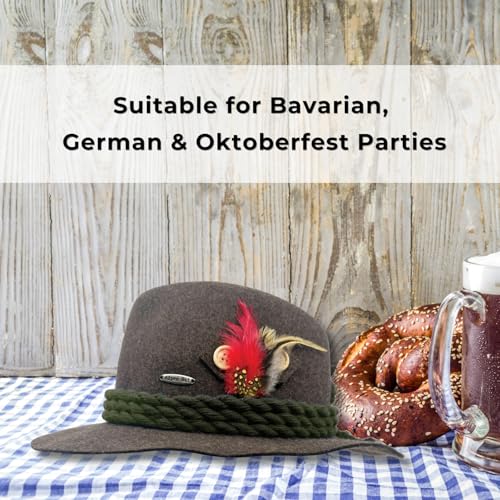 Image of German Hat | 100% Wool Hats for Men & Women - Bavarian Tirol Alps Wool Hat with Feather & Sweat Band | Fedora