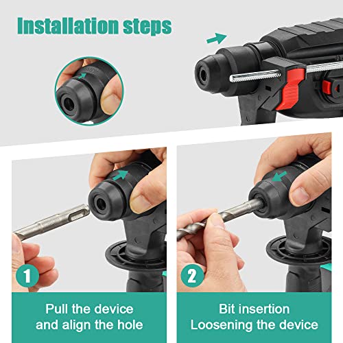 Stanew Professional Bohrhammer, Bohrhammer, SDS 4500 BPM, 6 Bohrer, Hammer/Bohrmaschine für das Bohren (Akku 20 V, 4,0… – Bild 5