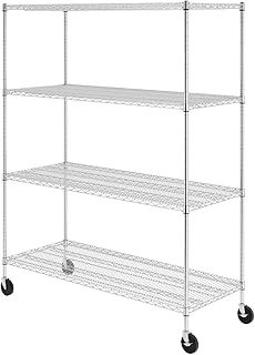 SafeRacks NSF Certified Storage Shelves, Heavy Duty Steel Wire Shelving Unit with Wheels and Adjustable Feet, Used as Pant...