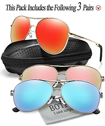 BOTPOV Aviator Sunglasses for Men Women Polarized UV400 Protection Mirrored Lens Metal Frame with Spring Hinges…2