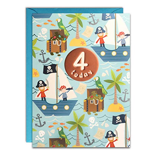 James Ellis HC3143 - Tarjeta de cumpleaños para 4 años de edad, diseño de piratas