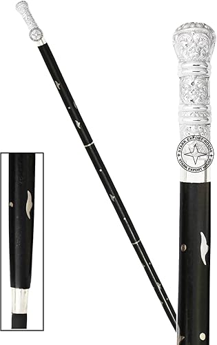 Bastón de madera de palisandro con mango de latón y níquel, regalo para hombres y mujeres, 37 pulgadas, color negro DUY0