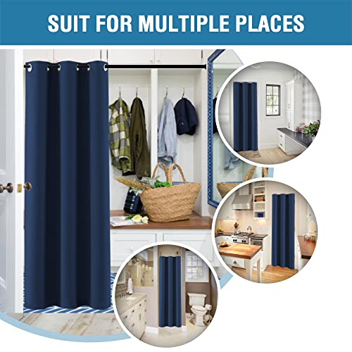 Image of H.VERSAILTEX Doorway Curtain Blackout Closet Door Curtain Room Divider Window Treatment Curtain for Bedroom Thermal Insulated Privacy Drape Soundproof Grommet, 42 x 80 inches, 1 Panel, Navy
