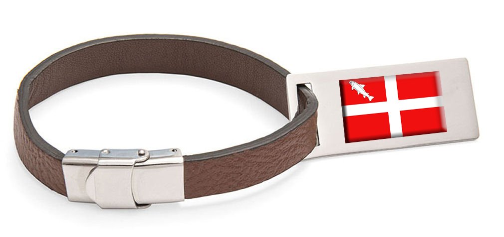 Annecy Flagge Leder Kofferanhänger Edelstahl Gravur Text