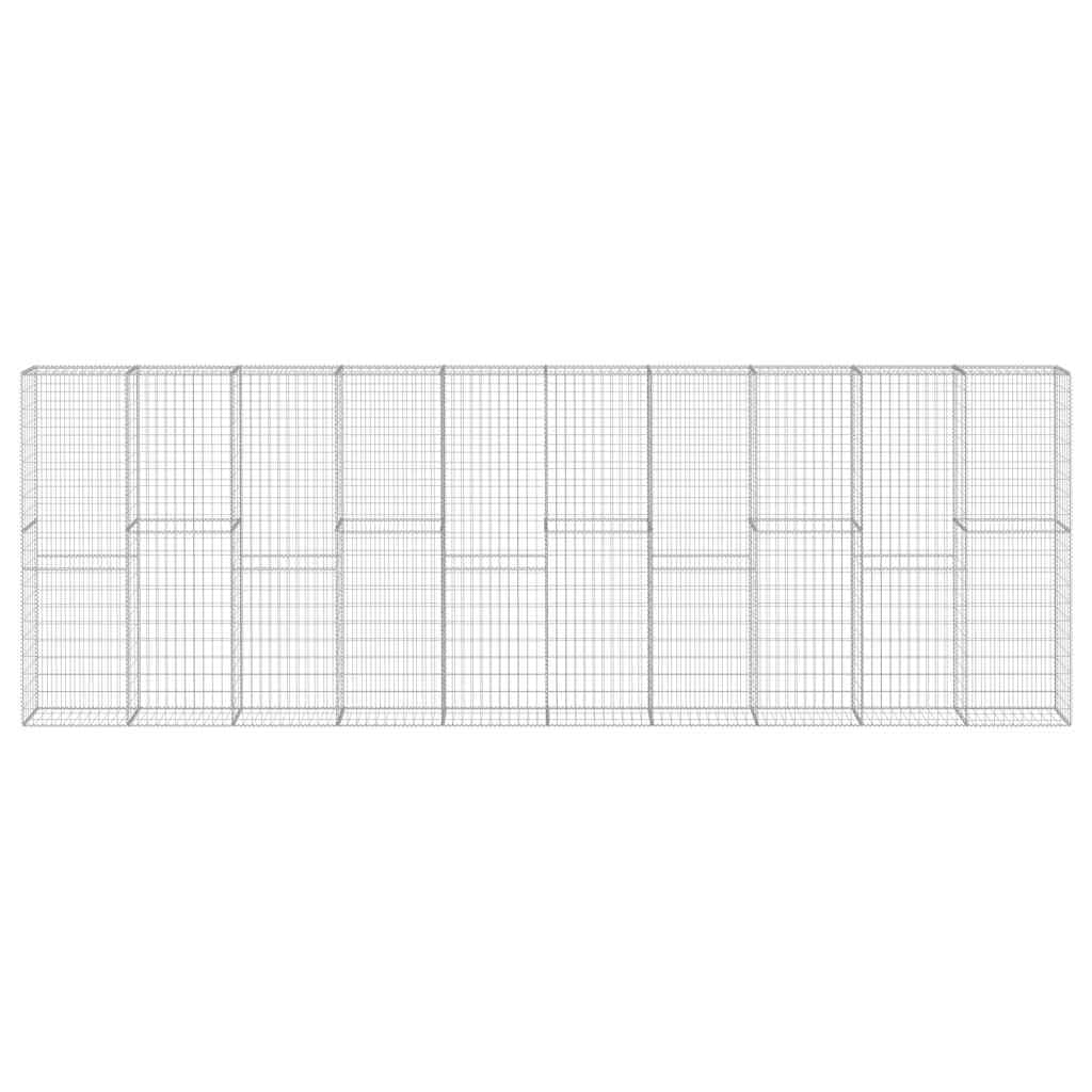 Yngbhfnop Silver Gabion Wall With Covers Galvanised Steel 600X30x200 Cm Heavy Duty Retaining Wall Basket For Garden Landscape Erosion Control Rustproof Wire Mesh Fence