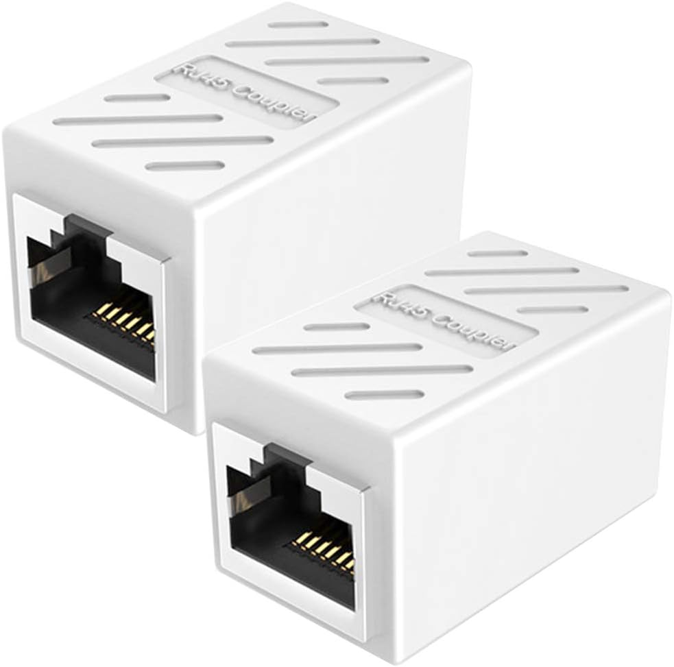 PLUSPOEEthernet Coupler, 2 Pack Inline Coupler Cable Extender Adapter Female to Female for Cat7 Cat6 Cat5e Cable