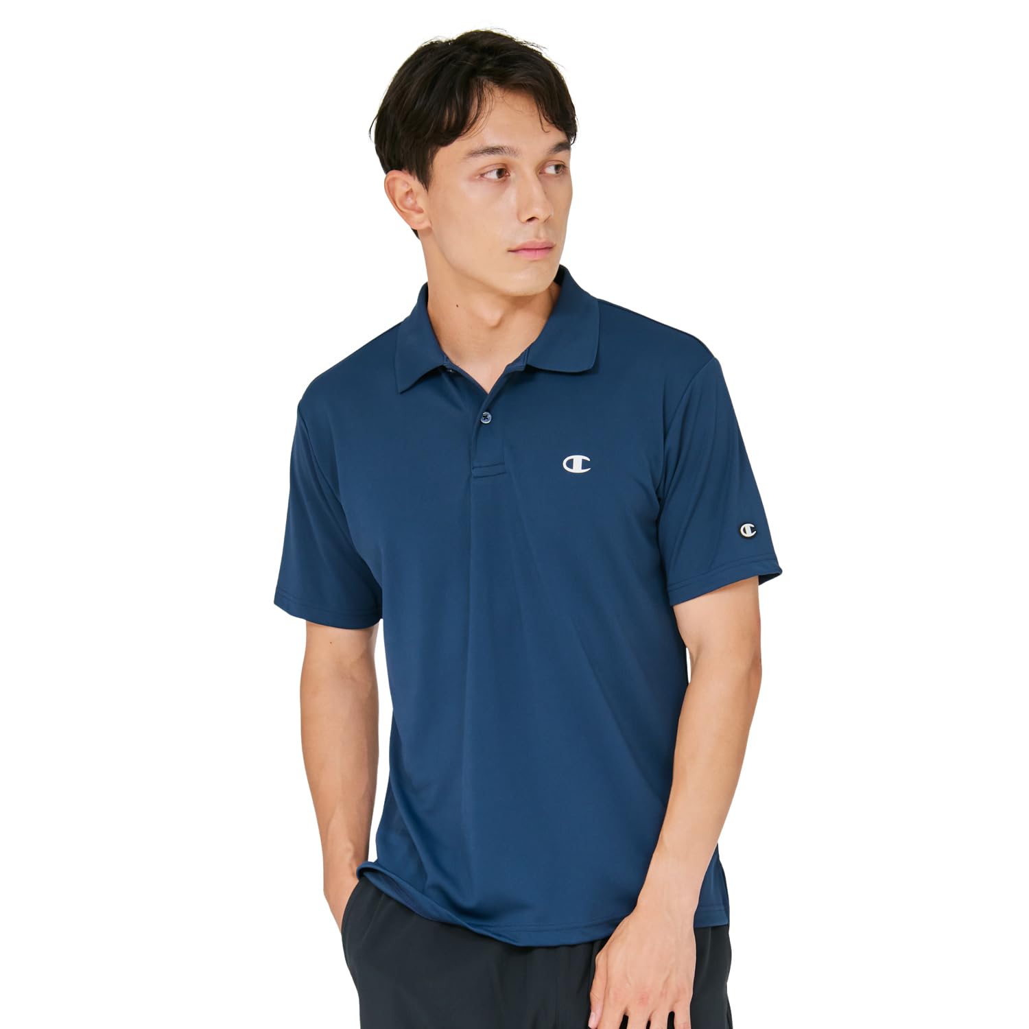 Champion 半袖抗菌防臭 速乾 UVカット ワンポイントロゴプリント ポロシャツ メンズスポーツメンズ