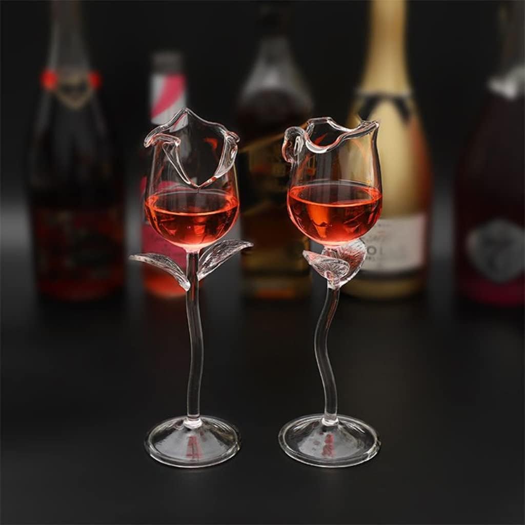 Red Wine Goblet Cocktail Glasses 100ml Rose Flower Shape Glass for Party Barware Drinkware