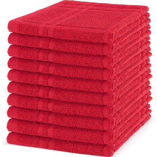 DecorRack 100% Cotton Dish Cloths 12x12 in, Red (10 Pack) by DecorRack - Used condition - US$8.08