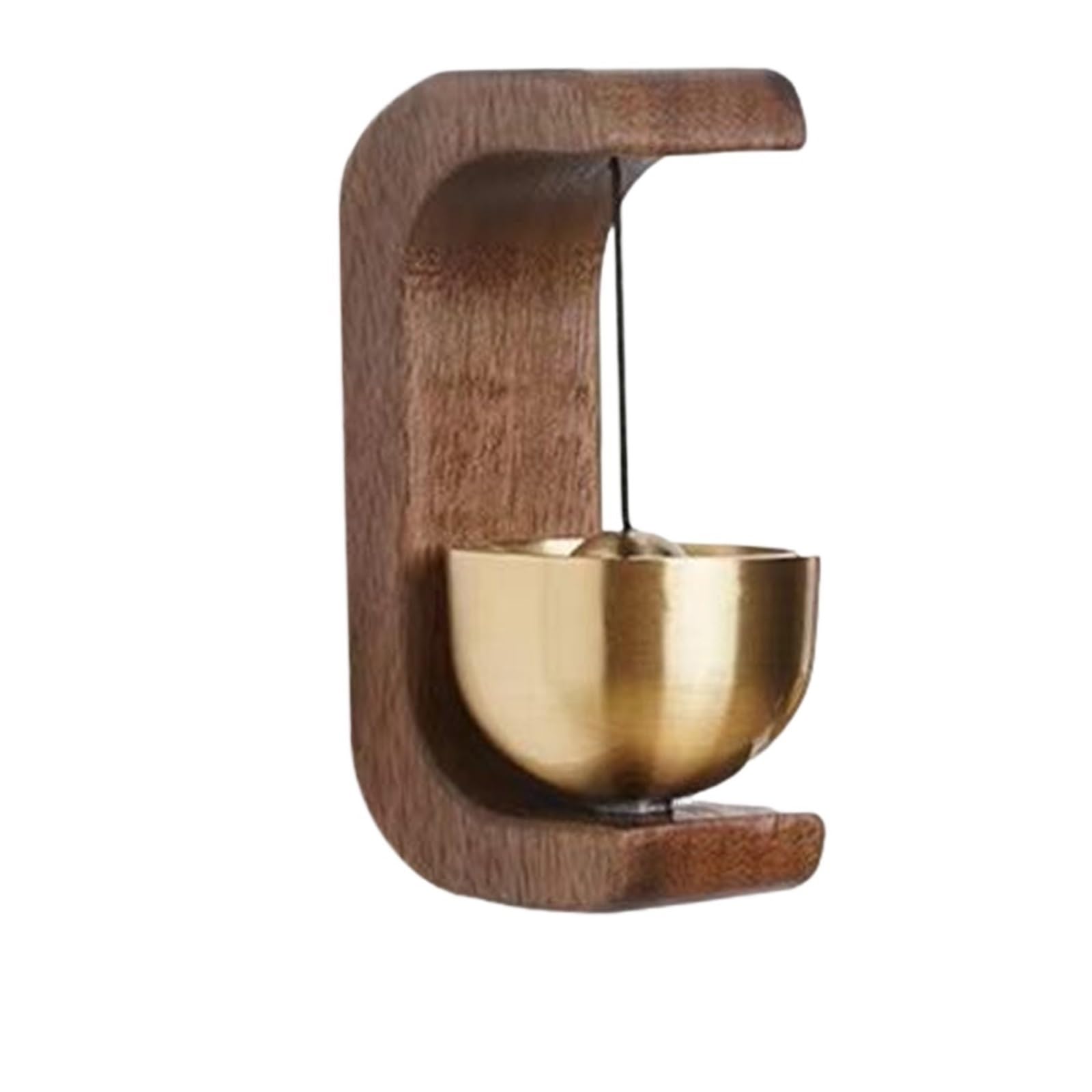 Ilumos Walnut Elegant Beech And Magnetic Door Opening Chime - Stylish Wooden And Brass Doorbell For Home Entryway Decoration(Walnut)