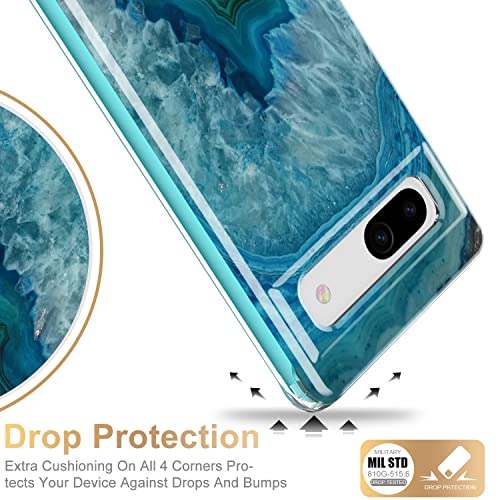 Esdot For Google Pixel 7A Case With Built-In Screen Protector,Military Grade Rugged Cover With Fashion Cute Designs For Women Girls,Protective Phone Case For New Pixel 7A Agate Stone #TOP3