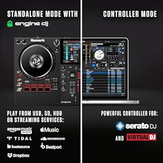 Numark Mixstream Pro+ DJ Controller with Stem Separation, 2 Decks, Wi-Fi Streaming, Mixer, 7" Touchscreen, Speakers, works with Serato and Virtual DJ
